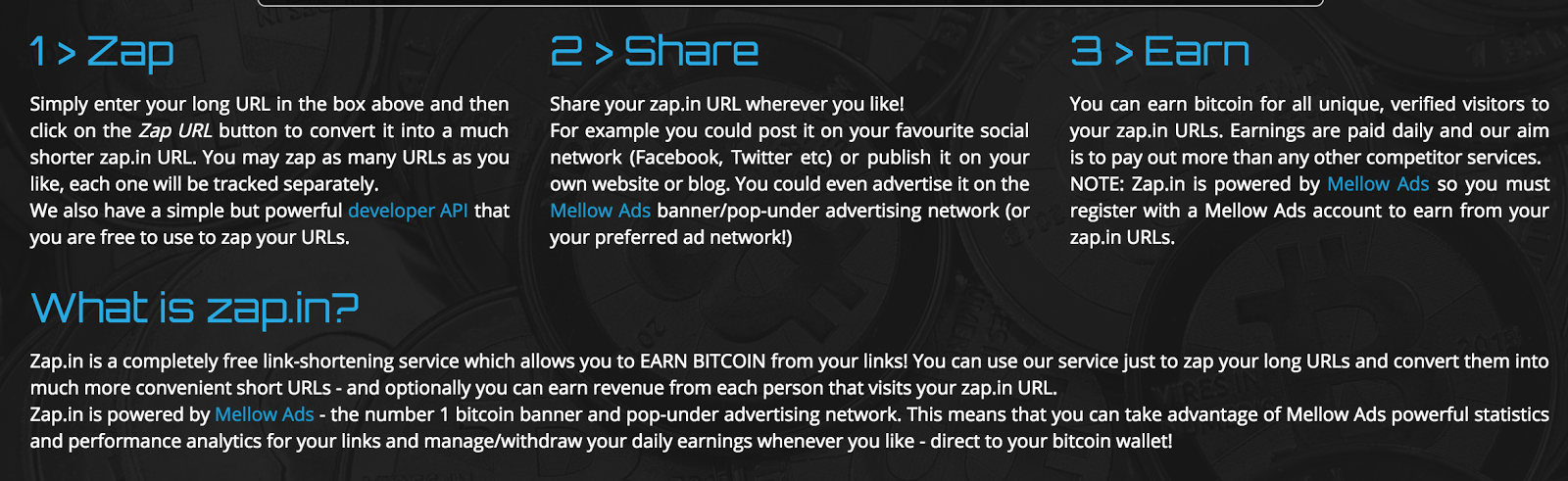 Earn Bitcoin With Zap In Url Link Shortener Free Cryptocoins In - 